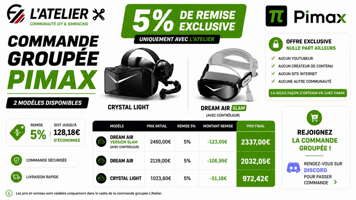 Commande groupée Pimax — 5 % de remise exclusive avec L'Atelier